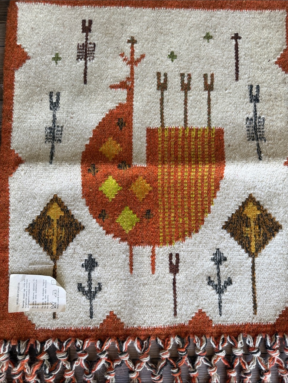 Vintage Eva Nemeth Art Tapestry | Mid-Century 1970s Handwoven Wool Wall Hanging - Picture 3 of 8
